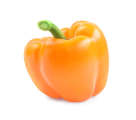 Ripe orange bell pepper isolated on white