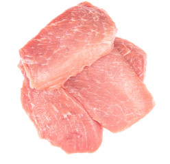 Slice of raw pork meat isolated on white background. schnitzel. steak. meat tenderloin