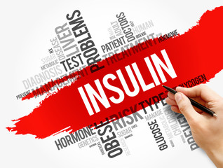 Insulin word cloud collage, health concept background