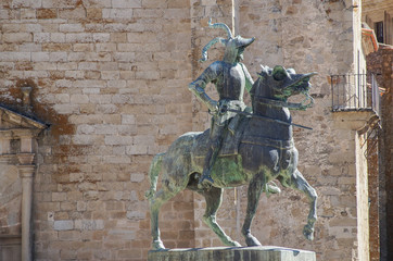statue of knight in the summer