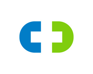 Capsule with medical symbol in the middle