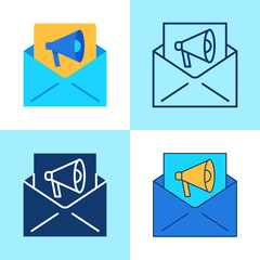 E-mail marketing icon set in flat and line style