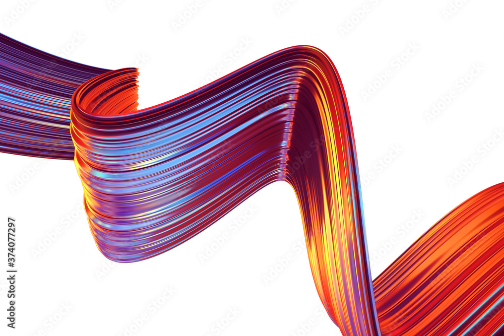 Poster twisted shape 3d render. colorful glossy shapes in motion. computer generated digital art for poster