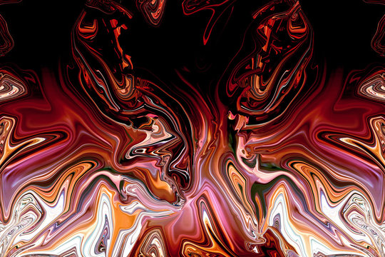 Ilustración abstracta de un fuego con llamas en color rojo y tonos azulados sobre un fondo negro.