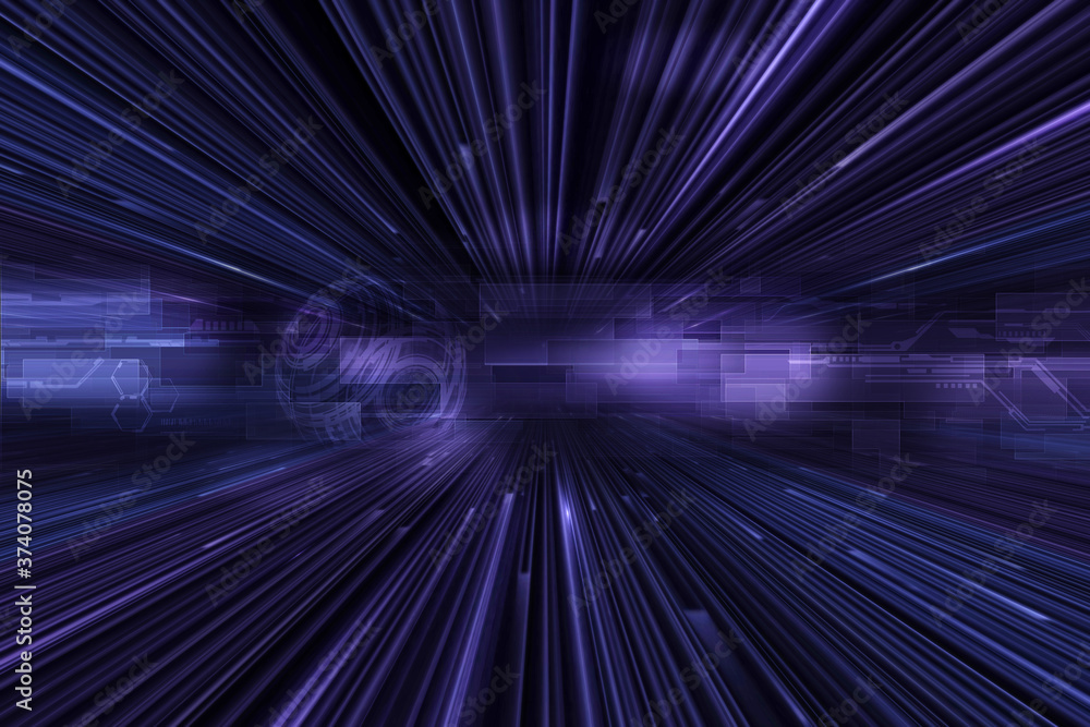 Aufkleber abstract dark purple blue digital grid line patterns with glowing speed line for hi-tech technology 