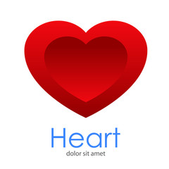 Logotipo abstracto con texto Heart con corazón con dos gradientes diferentes de color rojo