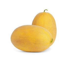 Whole tasty ripe melons isolated on white