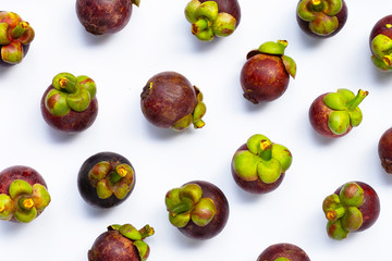Mangosteen on white background.