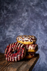 Cake donuts on grey background