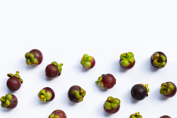 Mangosteen on white background.