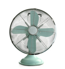 Electric fan isolated on white. Summer heat