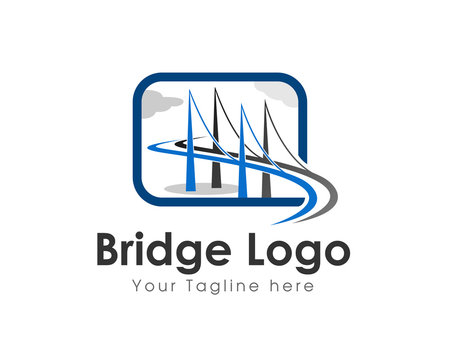 Abstract line bridge drawing art logo symbol design template illustration