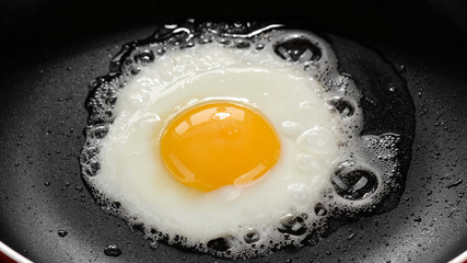 frying egg in pan top view