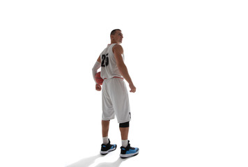 Basketball players isolated on white.