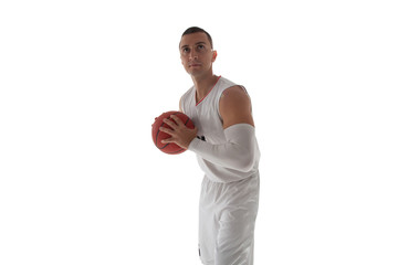 Basketball players isolated on white.