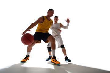 Naklejka premium Basketball players isolated on white.
