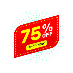 75 percent off red discount sticker, banner tag shop vector eps