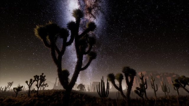 Hyperlapse in Death Valley National Park Desert Moonlit Under Galaxy Stars