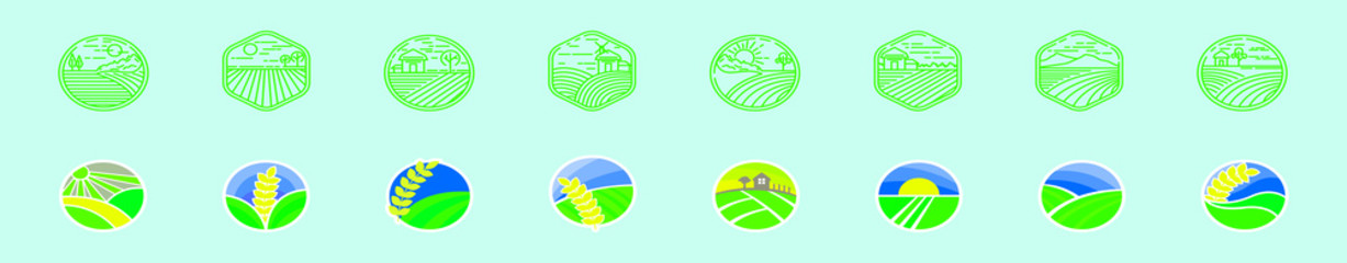 set of farming logo or badges vintage retro design with various models