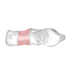 Plastic bottle trash. Hand drawn watercolor stock illustration of realistic transparent plastic bottle. Isolated on white background. Plastic pollution. Ecological problem.