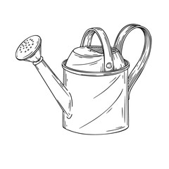 Sketch watering can for the garden. Watering can isolated on a white background. Vector © arkadiwna