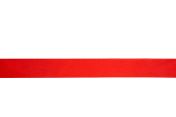 Shiny red ribbon isolated on white background.