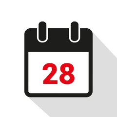 simple calendar icon 28 on white background vector illustration EPS10