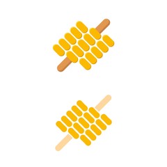 Grilled or roasted corn on a skewer or cob concept. Flat design Vector Illustration.