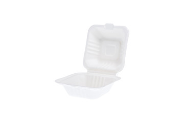 Box per hamburger compostabile fotografato su sfondo bianco