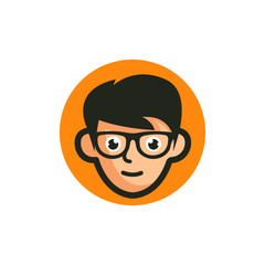 Geek Head Logo Design Illustration