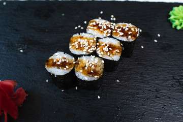 Delicious, juicy maki with eel