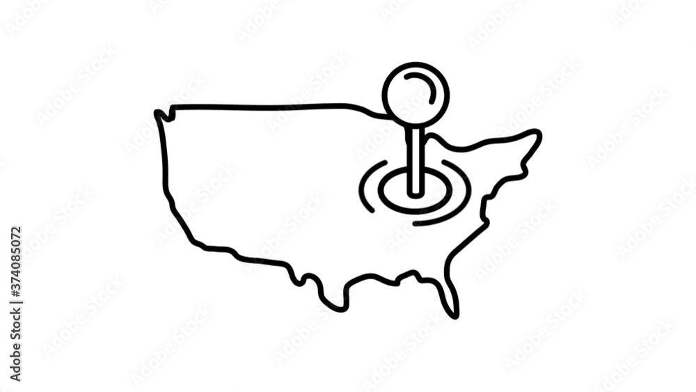 Poster map navigation pin line icon on the alpha channel