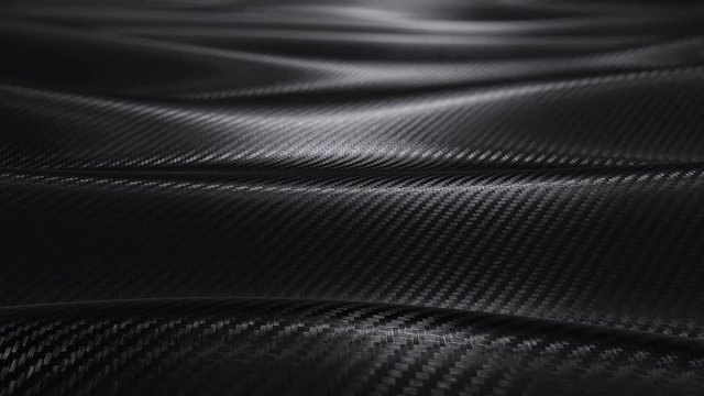 Carbon black wave texture pattern background seamless motion loop. 3D animation