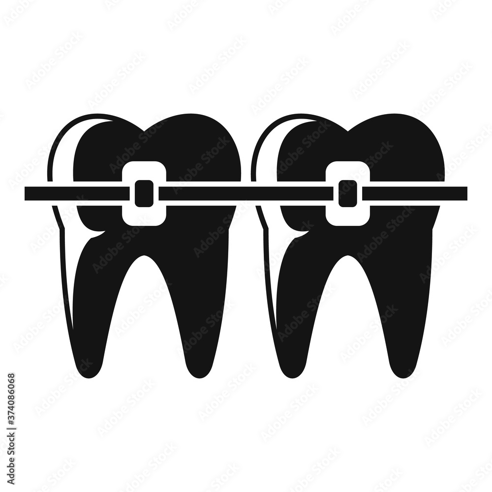 Poster tooth brackets icon. simple illustration of tooth brackets vector icon for web design isolated on wh