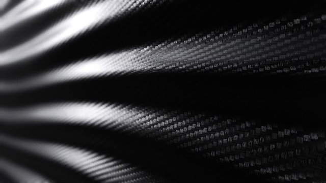 Wave carbon texture background seamless motion loop. 3D animation