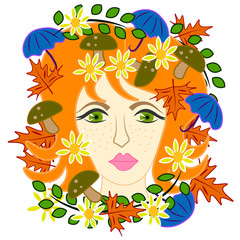 Woman with autumn plants