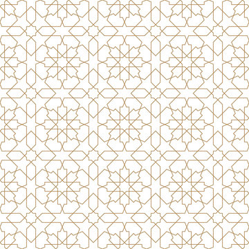 Seamless vector.Geometric ornament in brown color lines.