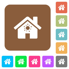 Home quarantine rounded square flat icons
