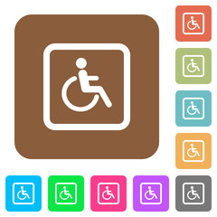 Handicapped parking rounded square flat icons