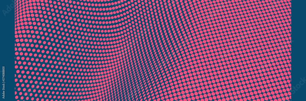 Wall mural wavy surface with optical illusion. abstract polka dots pattern. vector illustration.