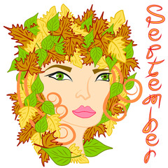 girl with autumn leaves