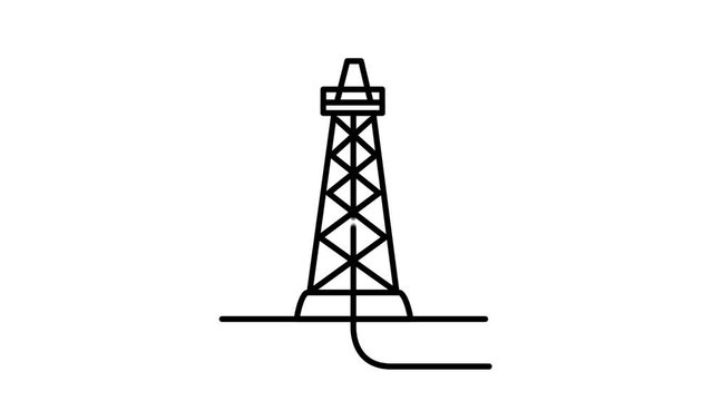 Drilling Rig line icon on the Alpha Channel
