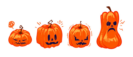 Set pumpkins for Halloween on white background