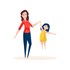  Daughter playing with mother, design of parent vector 
