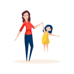 Fototapeta premium Daughter playing with mother, design of parent vector 