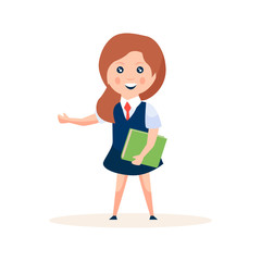 
Flat design of schoolgirl avatar, undergraduate
