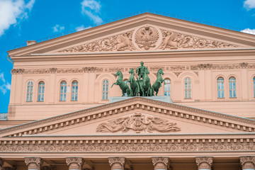 Details of the Bolshoi(big) theater building in Moscow, Russia