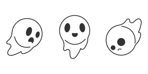 Set of Halloween characters, Cute ghost vector set.	
