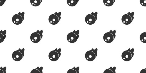 Halloween seamless pattern, Black cute ghost on white background, Cute ghost icons.	