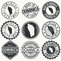 Dominica Travel Stamp Made In Product Stamp Logo Icon Symbol Design Insignia.